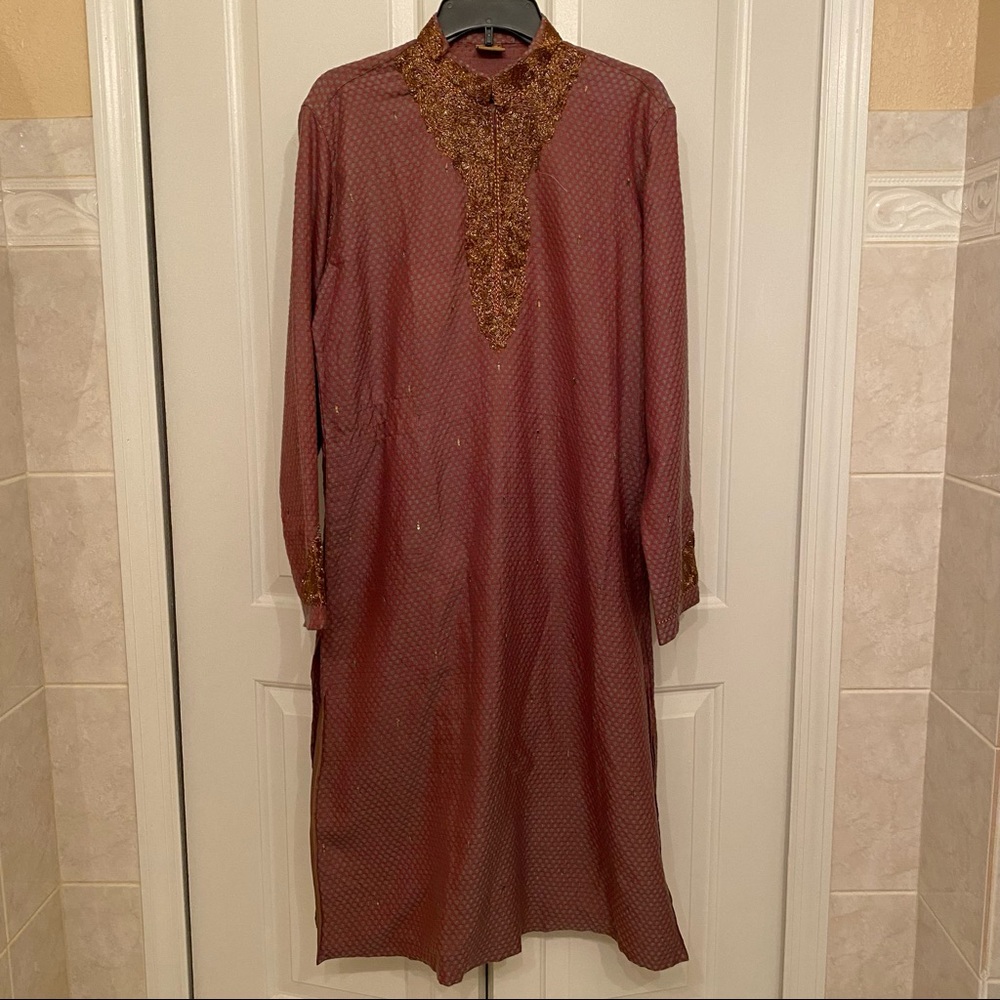 Men's Purple & Gold Indian Churidar Salwar Kurta